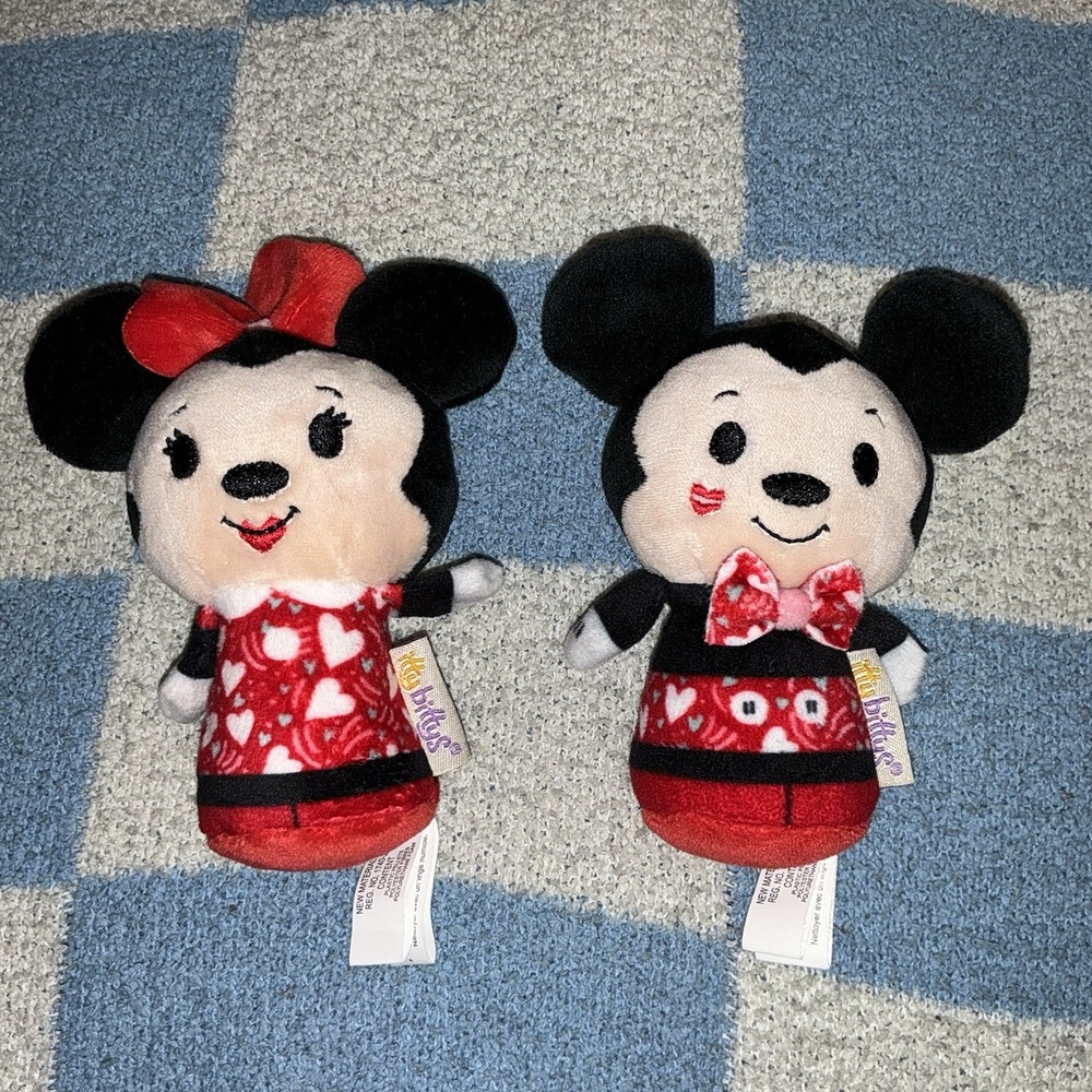Mickey & Minnie Hallmark Itty Bittys Disney 4" Plush Toy Lot of 2 Baby Kiss